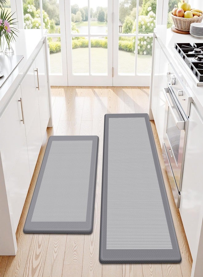 SofterCharm Kitchen Mats, 2PCS Kitchen Rugs for Floor, Cushioned Anti-Fatigue Mats for Kitchen Floor, Non-Slip Standing Desk Mat for Sink, Home, Laundry & Office, 17.3"x30"+17.3"x47" (Grey) - Image 1